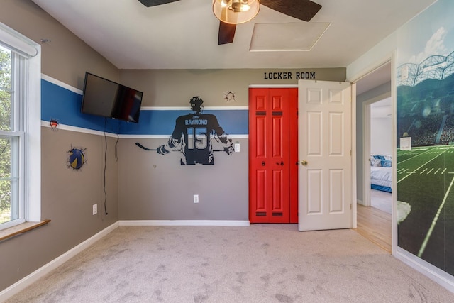 4 Lancer Ln, Danville, NH 03819 - unfurnished bedroom featuring carpet floors, multiple windows, and attic access