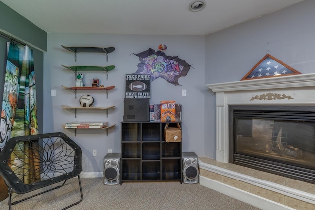 4 Lancer Ln, Danville, NH 03819 - sitting room with carpet floors and a glass covered fireplace