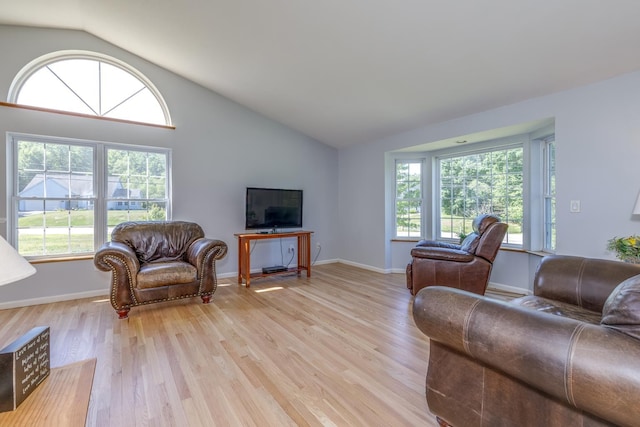 4 Lancer Ln, Danville, NH 03819 - living area featuring lofted ceiling and light wood-style floors