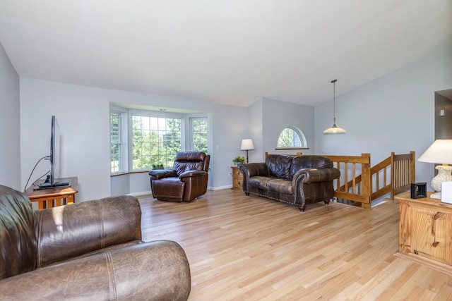 4 Lancer Ln, Danville, NH 03819 - living area with light wood-style floors and vaulted ceiling