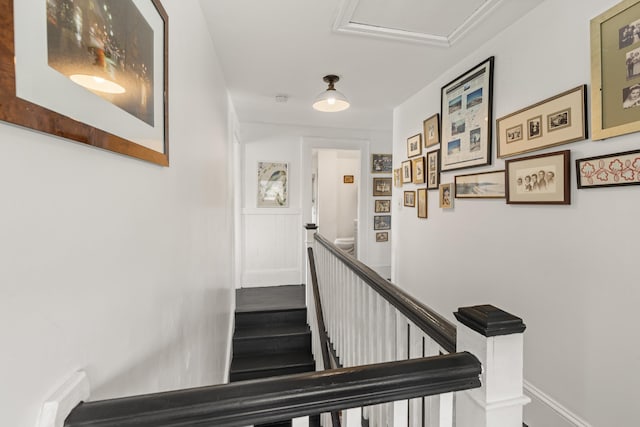 71 Hill St, Dover, NH 03820 - staircase with attic access and baseboards