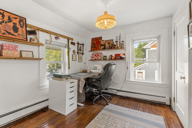 71 Hill St, Dover, NH 03820 - office space featuring baseboard heating, dark wood-style flooring, and lofted ceiling