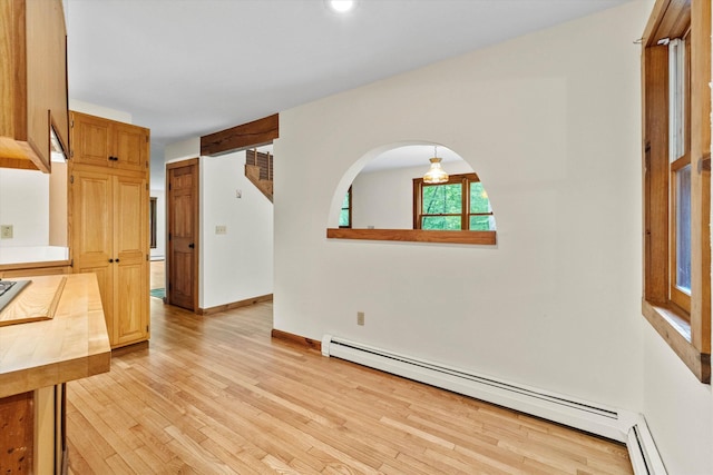147 Durham Point Rd, Durham, NH 03824 - unfurnished room with baseboard heating, light wood-type flooring, and recessed lighting