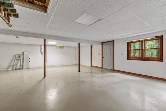 147 Durham Point Rd, Durham, NH 03824 - basement featuring a paneled ceiling and baseboards