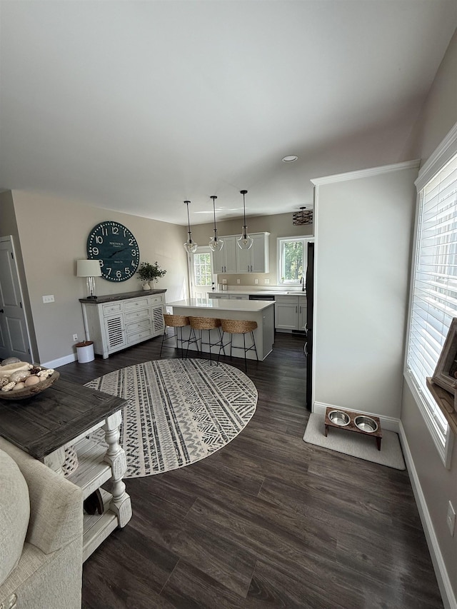3800 Province Lake Rd, Wakefield, NH 03830 - living room with dark wood-style floors and baseboards