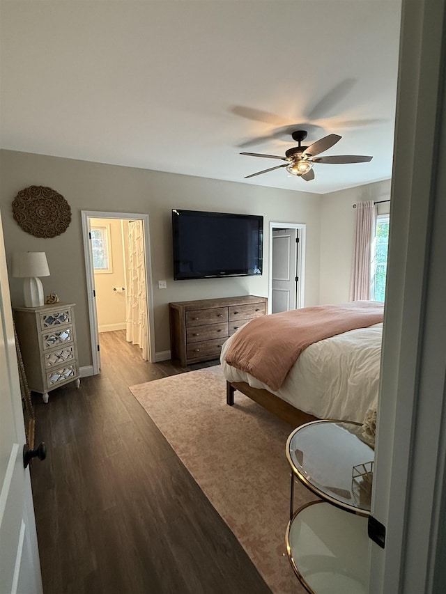 3800 Province Lake Rd, Wakefield, NH 03830 - bedroom with dark wood finished floors and ceiling fan