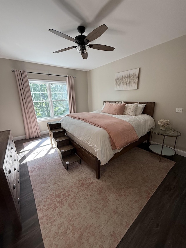 3800 Province Lake Rd, Wakefield, NH 03830 - bedroom featuring dark wood-type flooring and a ceiling fan