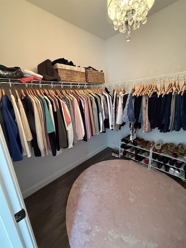 3800 Province Lake Rd, Wakefield, NH 03830 - spacious closet featuring a chandelier and wood finished floors
