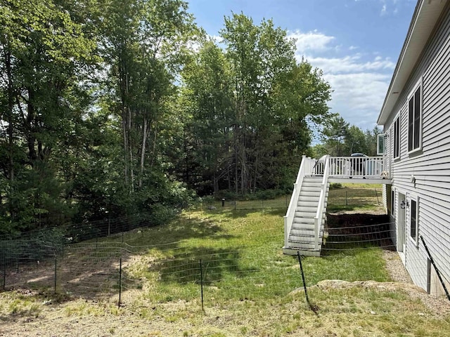 3800 Province Lake Rd, Wakefield, NH 03830 - view of yard with stairway and a wooden deck