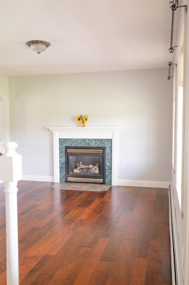 236 Cadieux Rd, Georgia, VT 05478 - detailed view of a baseboard radiator, wood finished floors, and a high end fireplace