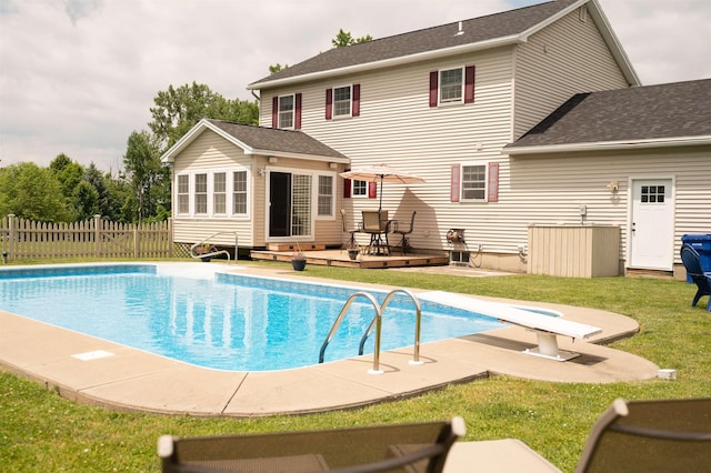 236 Cadieux Rd, Georgia, VT 05478 - view of swimming pool with an outdoor structure, a diving board, an exterior structure, and a patio