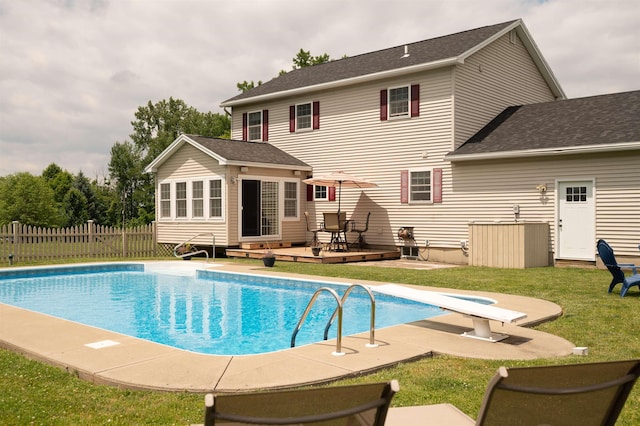 236 Cadieux Rd, Georgia, VT 05478 - view of swimming pool featuring an outdoor structure, a diving board, and a patio area