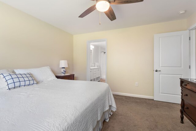 23 Pork Hill Rd, Ossipee, NH 03864 - bedroom with carpet, a ceiling fan, and ensuite bath