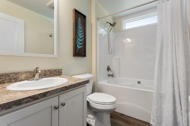 23 Pork Hill Rd, Ossipee, NH 03864 - bathroom featuring shower / tub combo, vanity, and wood finished floors