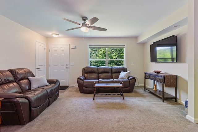 23 Pork Hill Rd, Ossipee, NH 03864 - carpeted living room with ceiling fan and baseboards