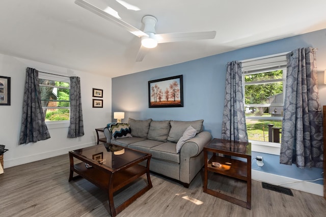 21 Redington Rd, Concord, NH 03301 - living area featuring wood finished floors, plenty of natural light, and a ceiling fan