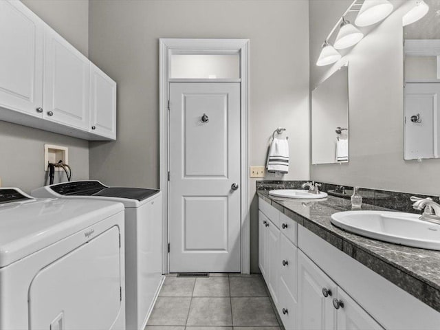 1 Dragonfly Way, Londonderry, NH 03053 - washroom featuring washing machine and dryer and light tile patterned floors
