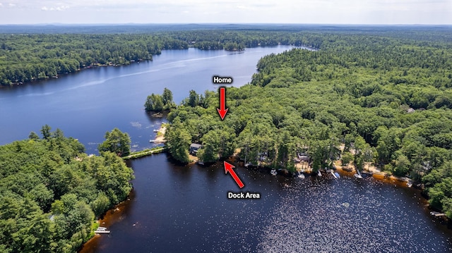 396 Mica Point Rd, Barrington, NH 03825 - drone / aerial view of a heavily wooded area and a large body of water