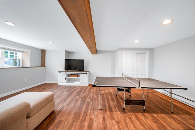 20 Cimmarron Dr, Nashua, NH 03062 - playroom featuring wood finished floors, recessed lighting, and baseboard heating
