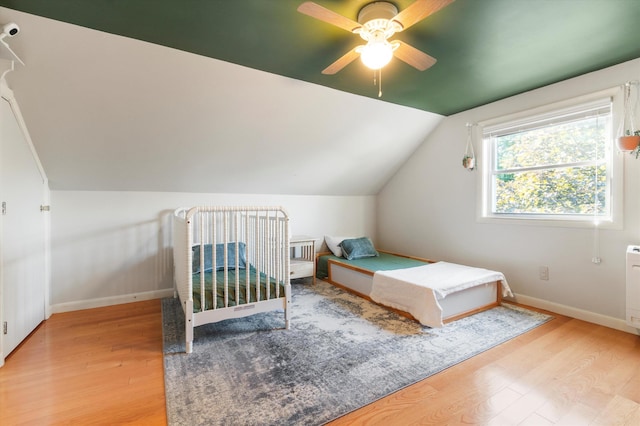 38 Heald St, Goffstown, NH 03102 - bedroom featuring light wood-style flooring, lofted ceiling, and a ceiling fan