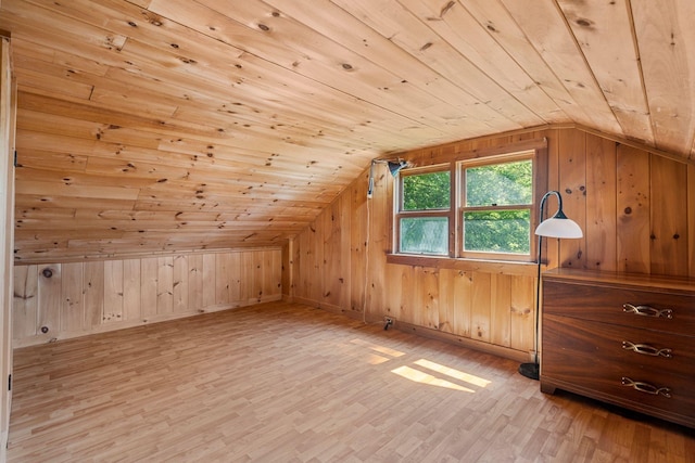 572 Old Cheshire Tpke, Charlestown, NH 03603 - bonus room featuring light wood-type flooring, vaulted ceiling, wood walls, and wooden ceiling