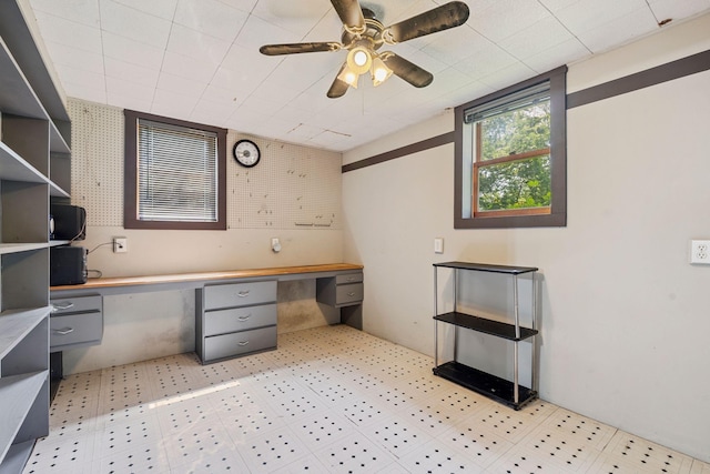 572 Old Cheshire Tpke, Charlestown, NH 03603 - unfurnished office with built in desk and ceiling fan