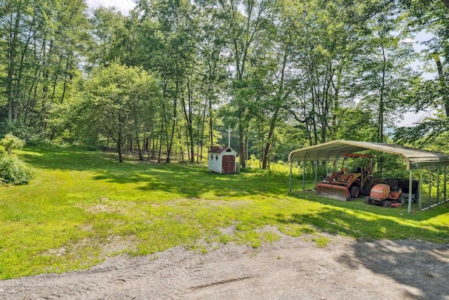 572 Old Cheshire Tpke, Charlestown, NH 03603 - view of grassy yard with a shed and a detached carport