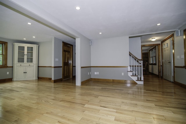 153 N Rd, Brentwood, NH 03833 - unfurnished room featuring recessed lighting, stairway, and light wood finished floors