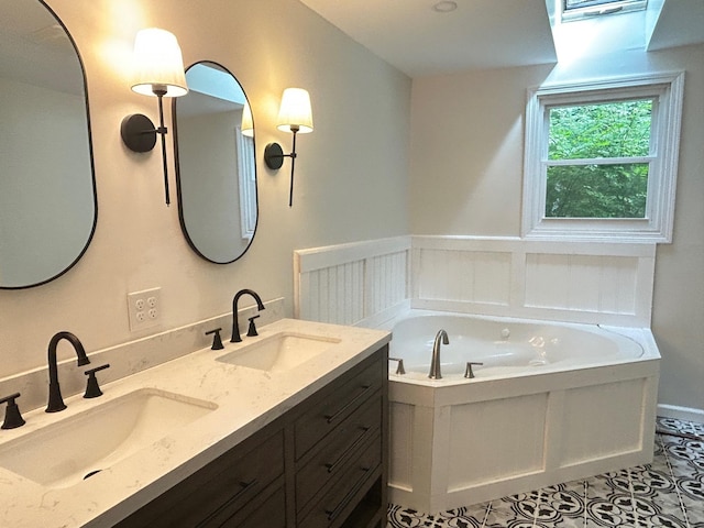 32 Muddy Pond Rd, Kensington, NH 03833 - bathroom with a bath, double vanity, and tile patterned floors