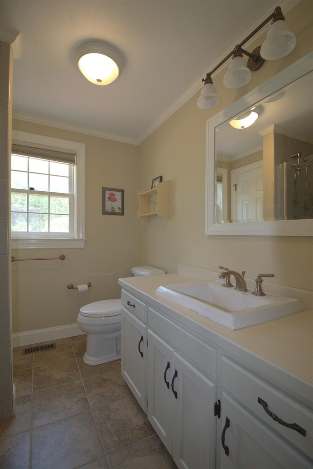 7 Minuteman Ln Unit 7, Exeter, NH 03833 - full bathroom featuring ornamental molding, vanity, and a shower with shower door