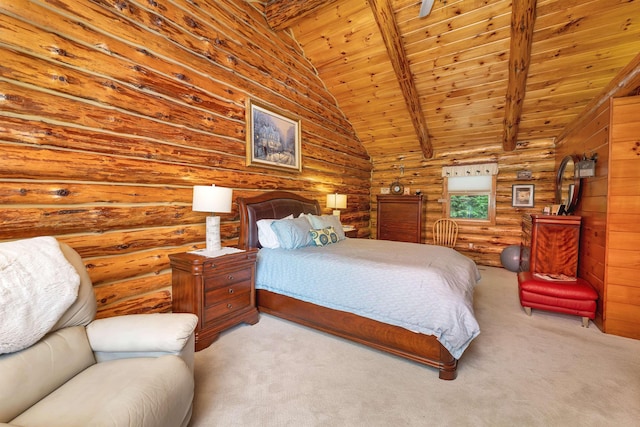 83 Towle Rd, Jackson, NH 03846 - carpeted bedroom featuring rustic walls and wooden ceiling