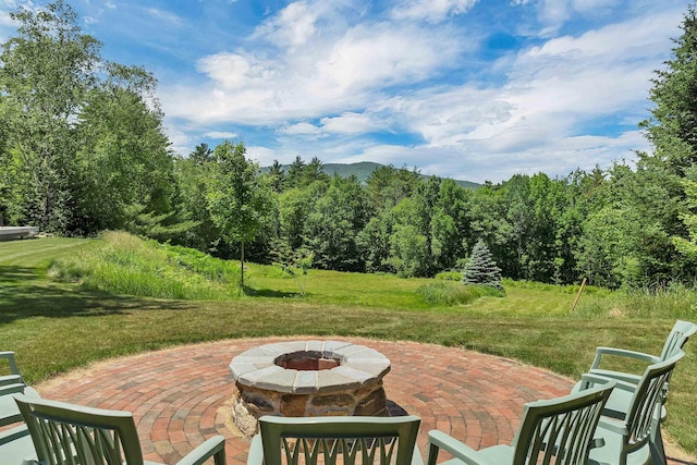 83 Towle Rd, Jackson, NH 03846 - view of patio / terrace with an outdoor fire pit