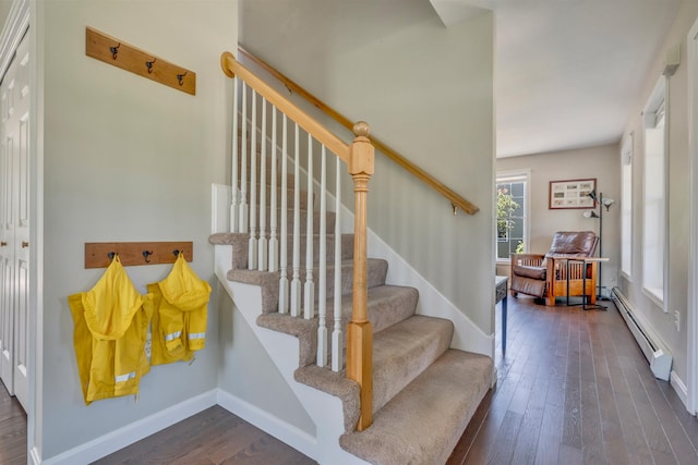 15 Winslow Dr, Somersworth, NH 03878 - staircase with baseboard heating and hardwood / wood-style floors