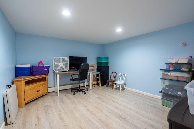 6 Lacy Ln, Nashua, NH 03062 - office area with light wood-style floors, baseboard heating, and recessed lighting