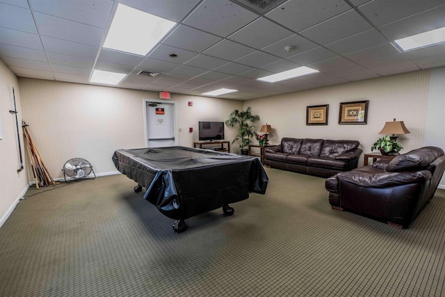 120 Fisherville Rd Unit 29, Concord, NH 03303 - rec room with carpet, billiards, and a paneled ceiling