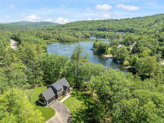 74 Scenic View Rd, Ashland, NH 03217 - view from above of property featuring a forest and a nearby body of water