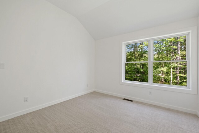 74 Scenic View Rd, Ashland, NH 03217 - unfurnished room featuring vaulted ceiling and light colored carpet