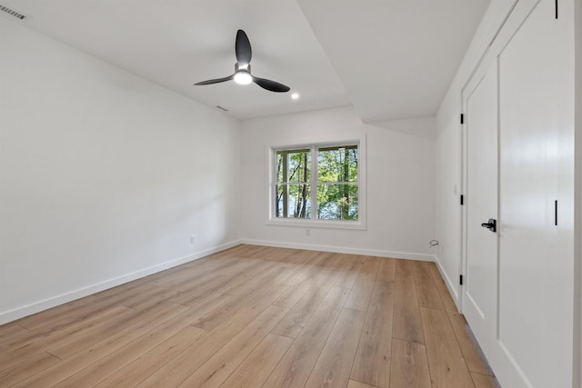 74 Scenic View Rd, Ashland, NH 03217 - unfurnished bedroom featuring light wood-style floors, recessed lighting, and ceiling fan