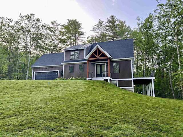 74 Scenic View Rd, Ashland, NH 03217 - view of front of house with a front lawn and an attached garage