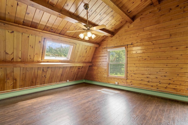 43 Knights Pond Rd, South Berwick, ME 03908 - empty room featuring wood ceiling, hardwood / wood-style floors, wood walls, and a ceiling fan