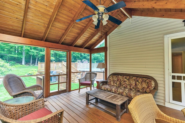 21 Winter Dr, Hooksett, NH 03106 - sunroom / solarium featuring a ceiling fan and an outdoor living space