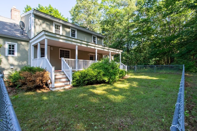 144 Packers Falls Rd, Durham, NH 03824 - view of front facade with covered porch and a chimney