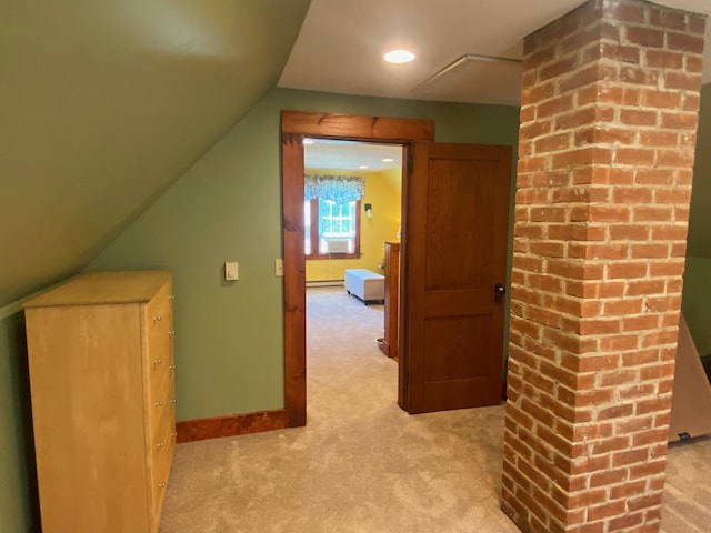 34 Dewey St, Springfield, VT 05156 - additional living space featuring light colored carpet, a baseboard heating unit, and lofted ceiling
