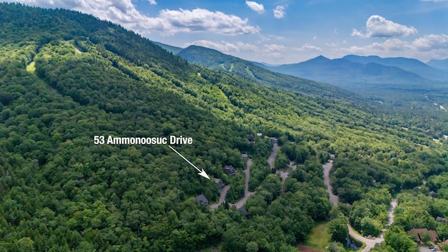 53 Ammonoosuc Dr, Bartlett, NH 03812 - aerial view of property and surrounding area with mountains and property parcel outlined