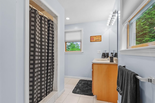 53 Ammonoosuc Dr, Bartlett, NH 03812 - full bathroom with vanity, tile patterned flooring, and recessed lighting