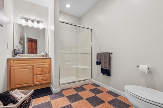 53 Ammonoosuc Dr, Bartlett, NH 03812 - bathroom featuring a stall shower, vanity, and recessed lighting