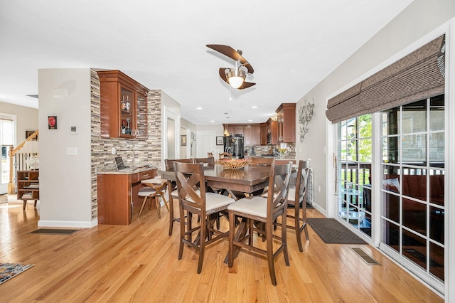 4 Chestnut St, Hudson, NH 03051 - dining space featuring light wood-type flooring, plenty of natural light, ceiling fan, and recessed lighting