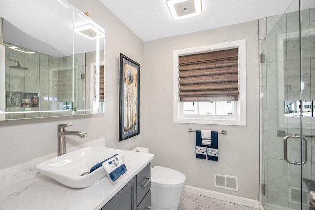 4 Chestnut St, Hudson, NH 03051 - bathroom with vanity, a stall shower, and tile patterned flooring