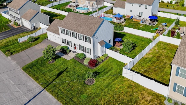 4 Chestnut St, Hudson, NH 03051 - aerial perspective of suburban area featuring a pool