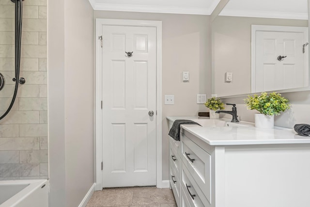 5 Catskill Dr, Merrimack, NH 03054 - full bath featuring vanity, crown molding, shower / tub combination, and tile patterned floors
